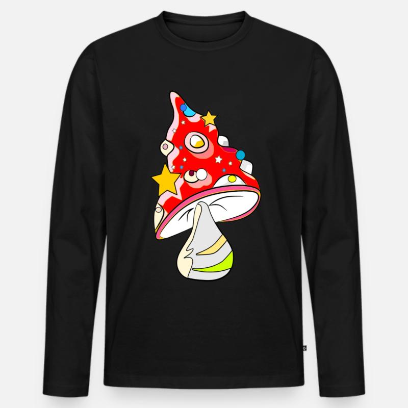 Fungo rosso - volare agarico - Maglia a manica lunga ecologica premium da uomo - nero