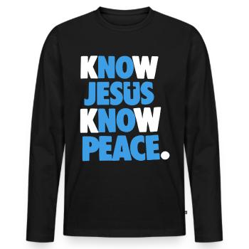 T-shirt Jésus - T-shirt manches longues Premium bio Homme - noir - Devant - Nico (187cm)