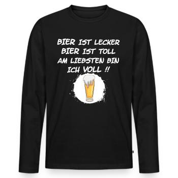 Bier ist lecker Bier ist toll - Männer Premium Bio Langarmshirt - Schwarz - Vorne - Nico (187cm)