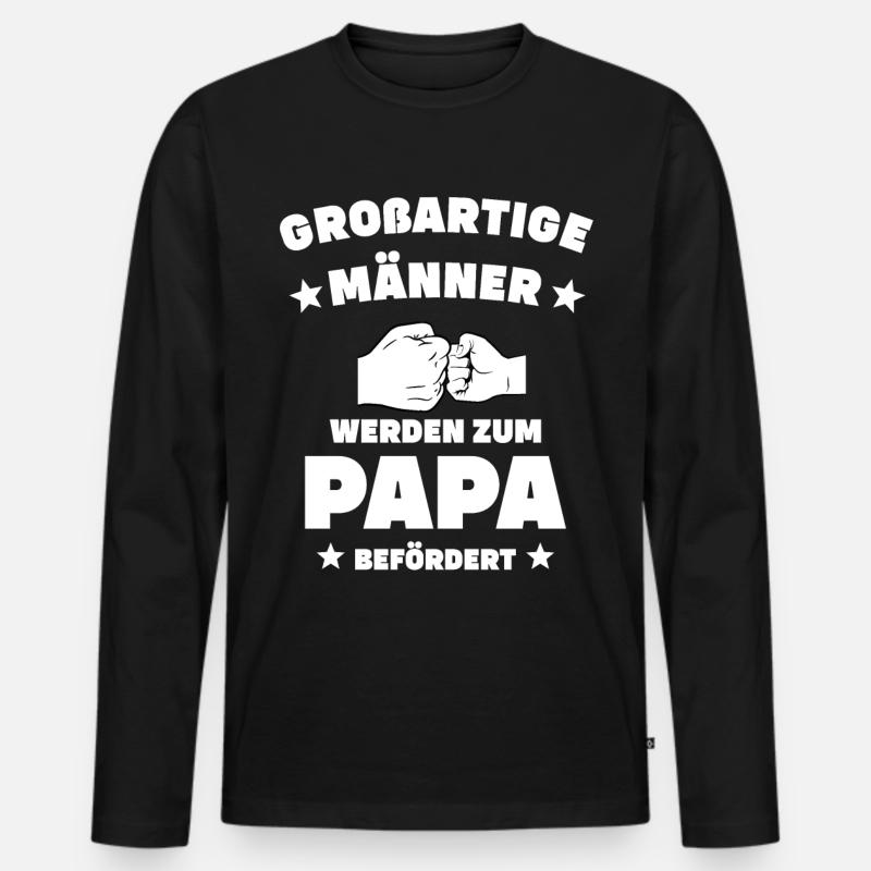 Papa beförderung erdender Vater - Männer Premium Bio Langarmshirt - Schwarz