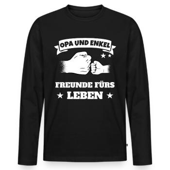 Opa Enkel Partnerlook Geschenk - Männer Premium Bio Langarmshirt - Schwarz - Vorne - Nico (187cm)