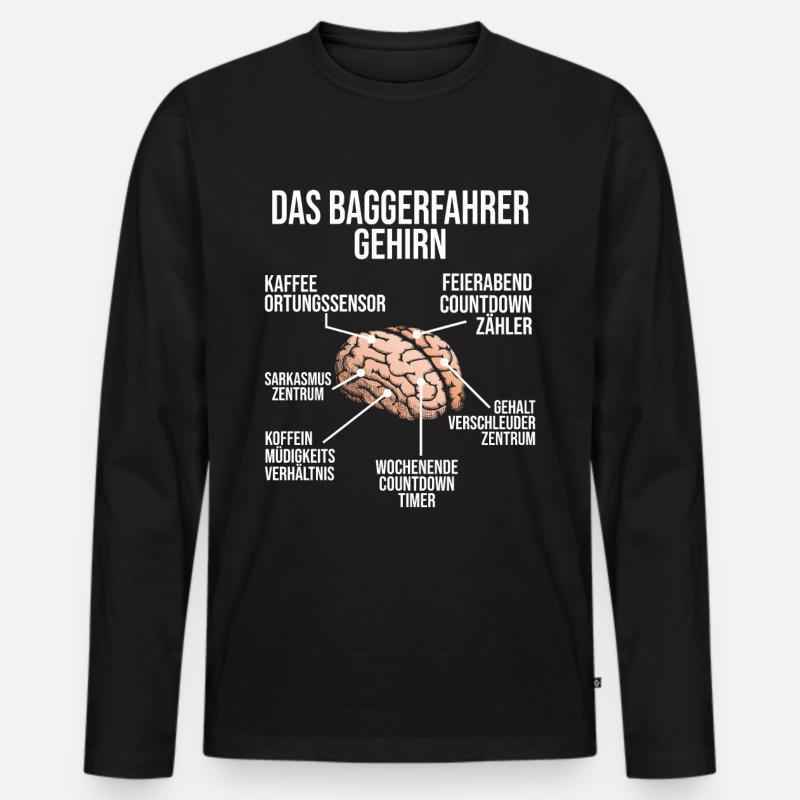 Baggerfahrer Gehirn Bagger Baggerführer Baustellen - Männer Premium Bio Langarmshirt - Schwarz