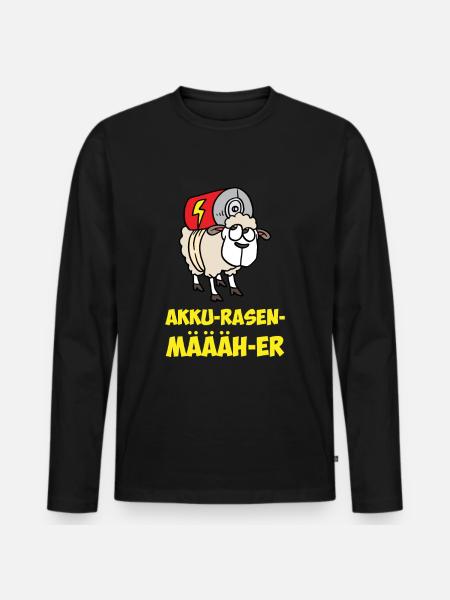 Akku Rasen Mäher Schaf Batterie - Männer Premium Bio Langarmshirt - Schwarz