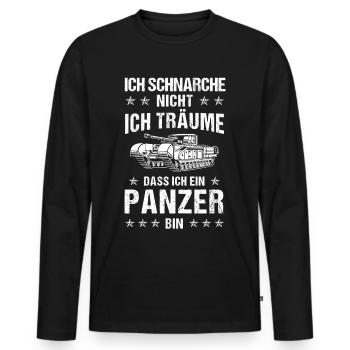 Ich schnarche nicht träume Panzer Panzerfahrer - Männer Premium Bio Langarmshirt - Schwarz - Vorne - Nico (187cm)