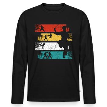 Vintage Judo Karate Martial Arts Retro Judoka - Men's Premium Organic Long Sleeve Shirt - black - Front - Nico (187cm)