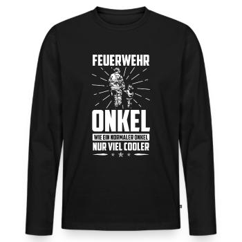 Feuerwehrmann Onkel Spruch Feuerwehr Onkel - Männer Premium Bio Langarmshirt - Schwarz - Vorne - Nico (187cm)