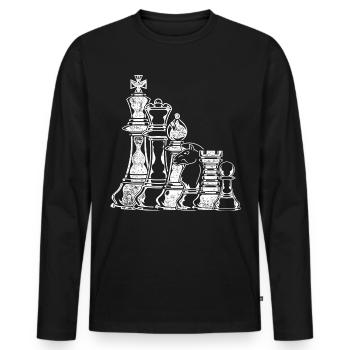 Schach - Männer Premium Bio Langarmshirt - Schwarz - Vorne - Nico (187cm)