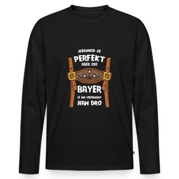 Neamad is perfect but ois Bayer is ma nah dro - Men's Premium Organic Long Sleeve Shirt - black - Front - Nico (187cm)