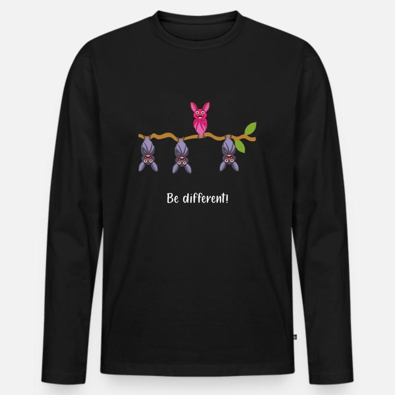 Be Different Fledermaus - Männer Premium Bio Langarmshirt - Schwarz