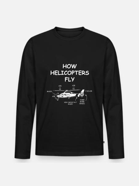 How Helicopters Fly Magic Anatomie Hubschrauber - Männer Premium Bio Langarmshirt - Schwarz