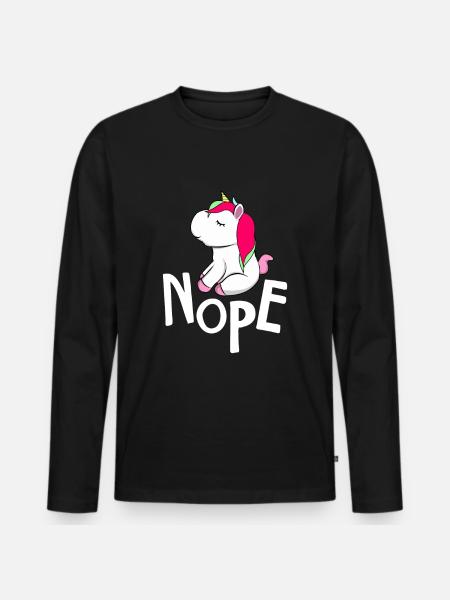 Einhorn Nope Nein Chiller Einhörner Lazy Unicorn - Männer Premium Bio Langarmshirt - Schwarz