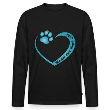 Die mit dem Hund geht - Männer Premium Bio Langarmshirt - Schwarz - Vorne - Nico (187cm)