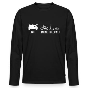 Evolution Motorradfahrer Biker Meine Follower - Männer Premium Bio Langarmshirt - Schwarz - Vorne - Nico (187cm)