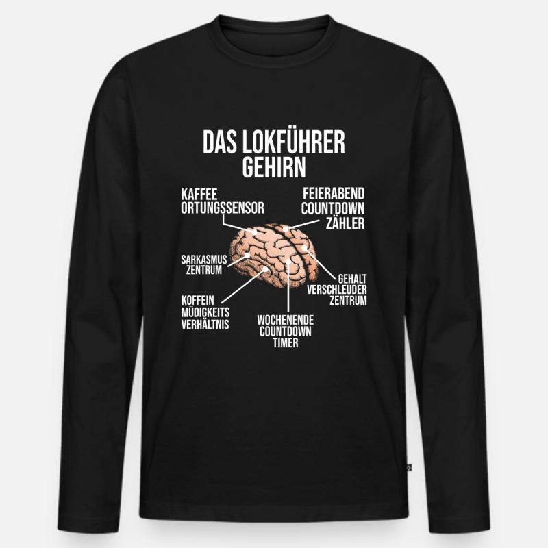 Lokführer Gehirn Zugführer Eisenbahner - Männer Premium Bio Langarmshirt - Schwarz