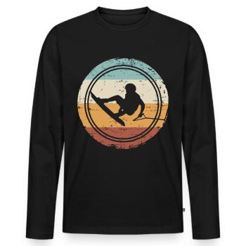 Rétro Wakeboard Wakeboard Wakeboard rétro Wakeboard Wakeboard - T-shirt manches longues Premium bio Homme - noir - Devant - Nico (187cm)