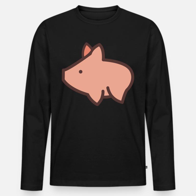 kleines Schweinchen - Männer Premium Bio Langarmshirt - Schwarz