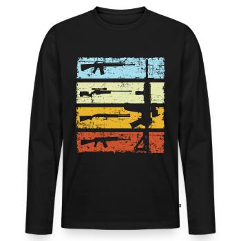 Vintage Machine Gun Pistol Retro Sports Shooter - Men's Premium Organic Long Sleeve Shirt - black - Front - Nico (187cm)