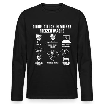 Dinge Die Ich In Der Freizeit Mache Grillmeister - Männer Premium Bio Langarmshirt - Schwarz - Vorne - Nico (187cm)