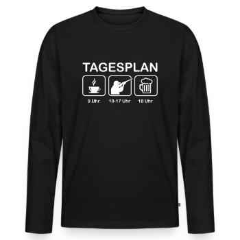 Tagesplan Tontaubenschießen Wurfscheibenschießen - Männer Premium Bio Langarmshirt - Schwarz - Vorne - Nico (187cm)