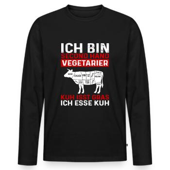 Second Hand Vegetarier - Männer Premium Bio Langarmshirt - Schwarz - Vorne - Nico (187cm)