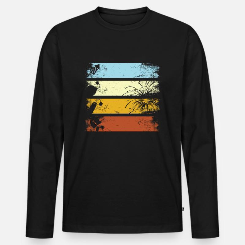 Vintage Fireworks New Year's Eve Pyrotechnics Gift - Männer Premium Bio Langarmshirt - Schwarz