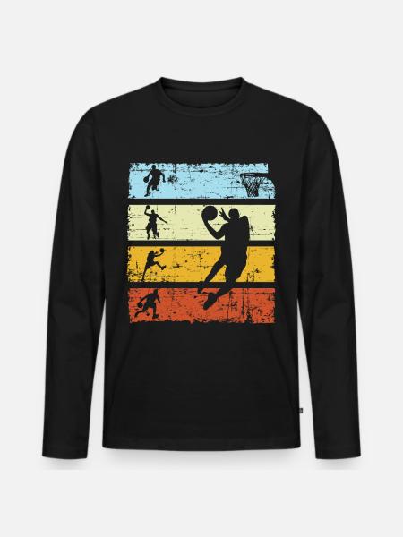 Vintage Retro Koszykarz Prezent koszykarz - Ekologiczna męska koszulka z długim rękawem Premium - czarny
