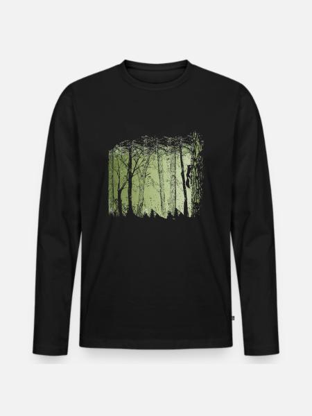 Squirrel In Forest - Männer Premium Bio Langarmshirt - Schwarz