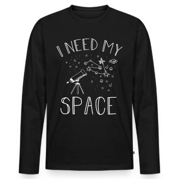 I Need My Space Cosmology Astronomy Telescope - Men's Premium Organic Long Sleeve Shirt - black - Front - Nico (187cm)