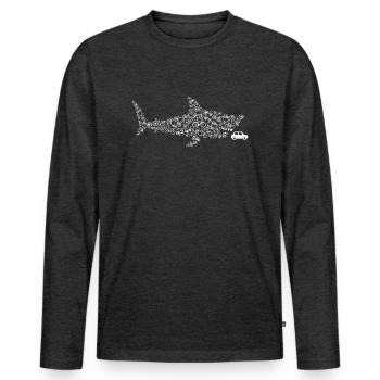 Poisson mange la voiture - T-shirt manches longues Premium bio Homme - anthracite chiné - Devant - Nico (187cm)