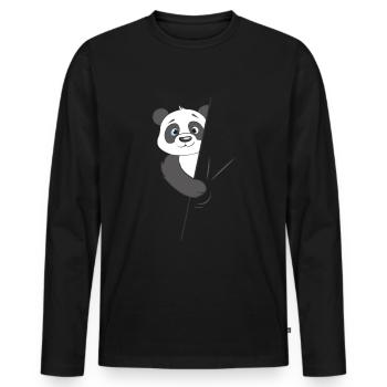 Pandabär versteckt sich - Männer Premium Bio Langarmshirt - Schwarz - Vorne - Nico (187cm)