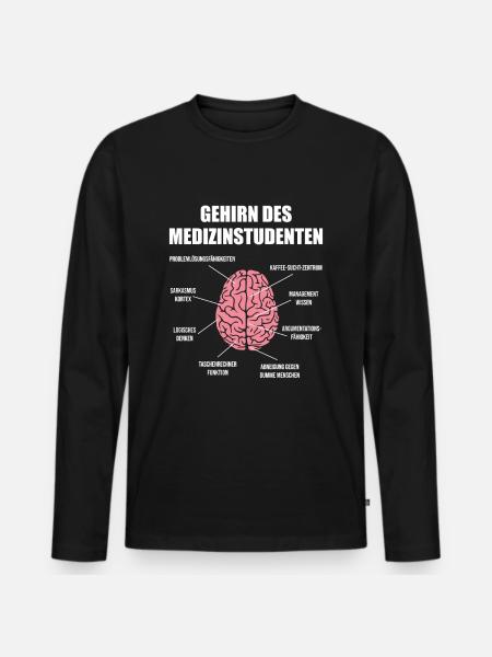 Medizin Student Gehirn Medizinstudent Medizin Arzt - Männer Premium Bio Langarmshirt - Schwarz