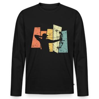 Archery Archery Bow Bow Vintage Retro - Men's Premium Organic Long Sleeve Shirt - black - Front - Nico (187cm)