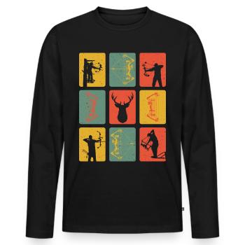 Retro Archer Vintage Archery Archery - Men's Premium Organic Long Sleeve Shirt - black - Front - Nico (187cm)