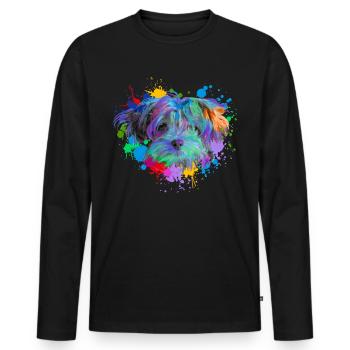 Bolonka Dog Animal Lover Dogs Watercolor Water Art - Männer Premium Bio Langarmshirt - Schwarz - Vorne - Nico (187cm)