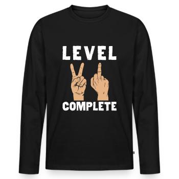 Level 21 Complete Middle Finger 21 Birthday - Men's Premium Organic Long Sleeve Shirt - black - Front - Nico (187cm)