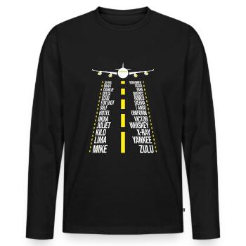 Pilot Airplane Alphabet - Phonetic Alphabet - Men's Premium Organic Long Sleeve Shirt - black - Front - Nico (187cm)