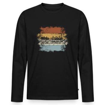 Chemin de fer vintage - T-shirt manches longues Premium bio Homme - noir - Devant - Nico (187cm)
