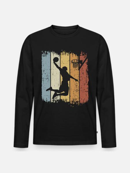 Retro Vintage Basketball für Basketballspieler - Männer Premium Bio Langarmshirt - Schwarz