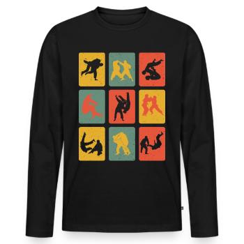 Retro Judo Judoka Martial Arts Vintage Judo Fighter - Men's Premium Organic Long Sleeve Shirt - black - Front - Nico (187cm)