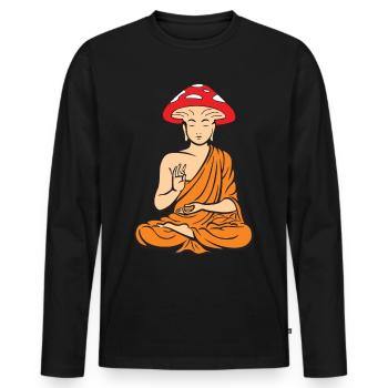 Mushroom Buddha Zen Yoga Meditation Fungi - Men's Premium Organic Long Sleeve Shirt - black - Front - Nico (187cm)