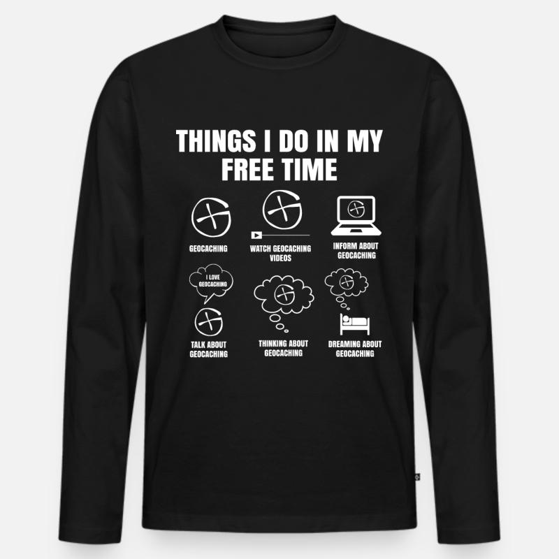 Things I Do In My Free Time Geocaching Navigation - Männer Premium Bio Langarmshirt - Schwarz