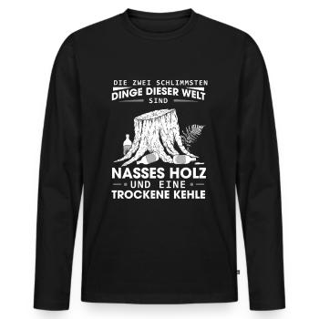 Holzfäller Förster Bier Nasses Holz Trockene Kehle - Männer Premium Bio Langarmshirt - Schwarz - Vorne - Nico (187cm)