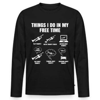 Things I Do In My Free Time Trompete Freizeit - Männer Premium Bio Langarmshirt - Schwarz - Vorne - Nico (187cm)