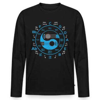 Guitar Chords Acoustic Guitar Musicians Guitarist - Men's Premium Organic Long Sleeve Shirt - black - Front - Nico (187cm)
