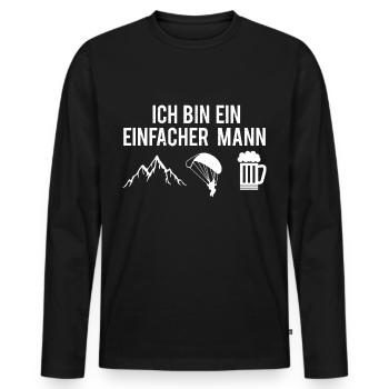 Ich Bin Ein Einfacher Mann Berge Paragleiter Bier - Männer Premium Bio Langarmshirt - Schwarz - Vorne - Nico (187cm)