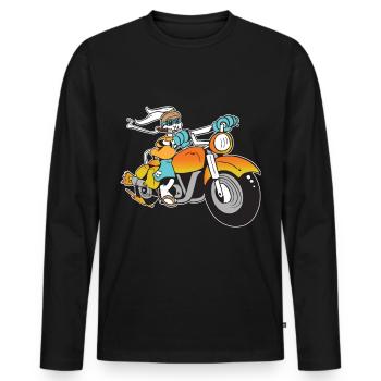 Motorcyclist Rabbit Smoking Rabbit - Men's Premium Organic Long Sleeve Shirt - black - Front - Nico (187cm)