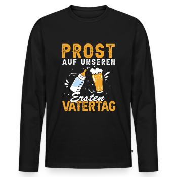 Prost Auf Unseren Ersten Vatertag Bier 1 Vatertag - Männer Premium Bio Langarmshirt - Schwarz - Vorne - Nico (187cm)