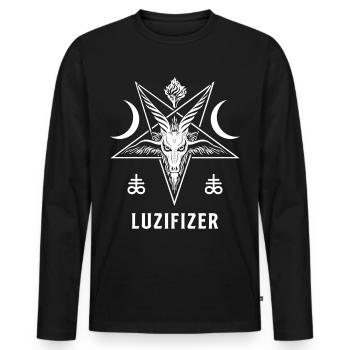 Luzifizer Satanism Powerful Satanic Symbol Lucifer - T-shirt manches longues Premium bio Homme - noir - Devant - Nico (187cm)