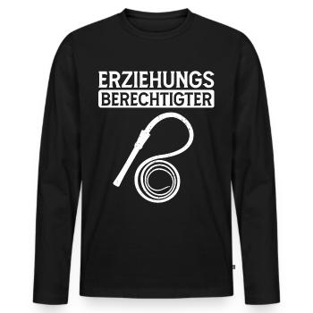 Erziehungsberechtigter BDSM Knebel Peitsche - Männer Premium Bio Langarmshirt - Schwarz - Vorne - Nico (187cm)