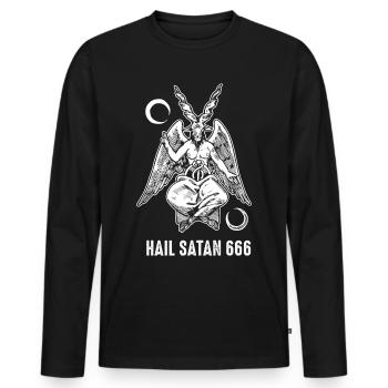 Hail Satan 666 Satanic Dung Beetle Beelzebub - Men's Premium Organic Long Sleeve Shirt - black - Front - Nico (187cm)
